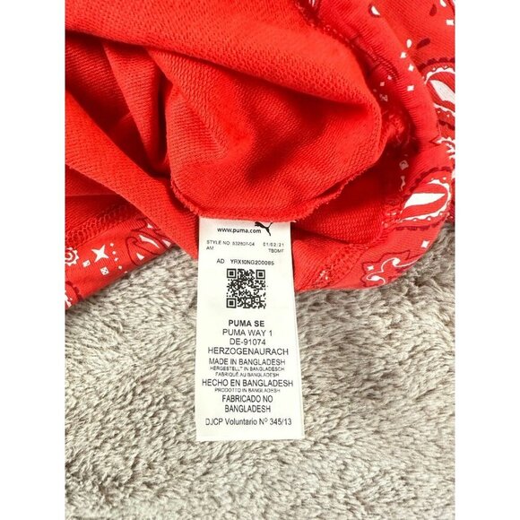Puma off beat paisley cropped sweatshirt Drawstring Size Small Poppy red - Picture 6 of 10